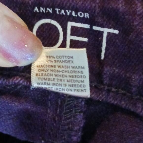 Loft Jeans Purple Denim Ann Taylor Modern Skinny Stretch Womens Low Rise Size 6 - Picture 7 of 7